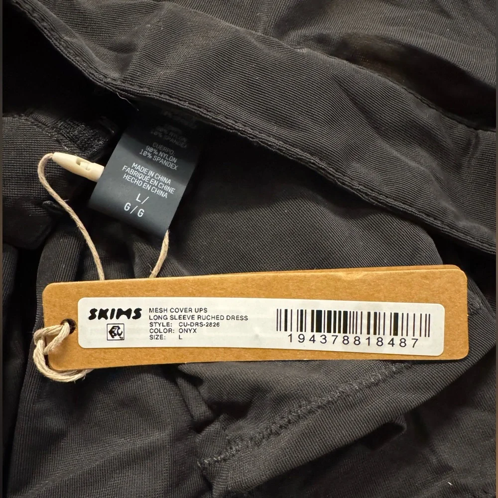 SKIMS MESH COVER UP LONG SLEEVE RUCHED DRESS - Picture 5 of 5